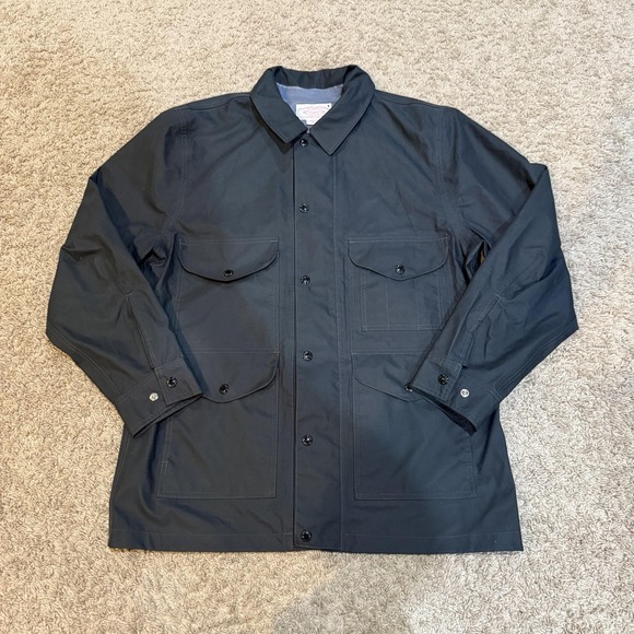 VTG Filson Jacket Mens M Blue Waterproof Nylon Rain Coat Made USA Taped Seams